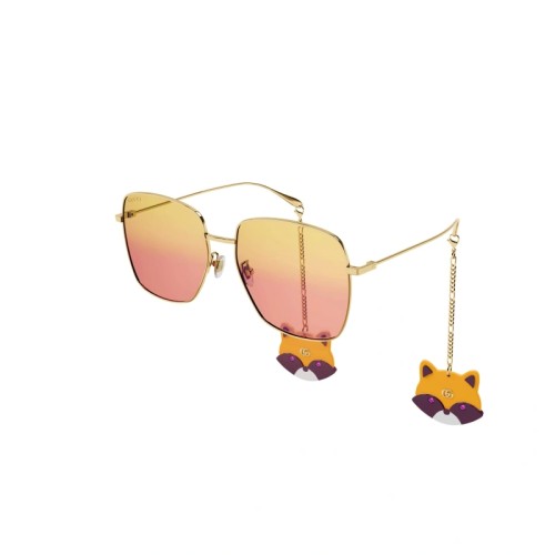 Gucci GG1031S WITH CHAIN - 005 - 59 Sonnenbrillen Gold Eckig