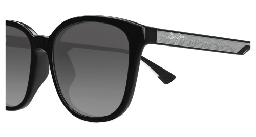 Maui Jim MJ0647SA KU'IKAHI AF - 001 - 55 - MIT POLARISIERTEN GLÄSERN Sonnenbrillen Schwarz Kissenform (Abgerundet)