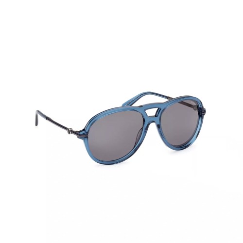 Moncler ML0288 PEAKE - 90D - 60 - MIT POLARISIERTEN GLÄSERN Sonnenbrillen Blau Pilot (Aviator)