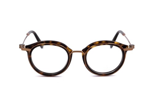 Moncler ML5007 - 052 - 45 Brillenfassungen Dunkle Havanna, Bronze, Schwarz Rund