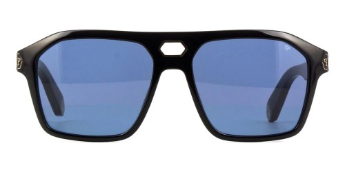 Philipp Plein SPP072 BRAVE SHADES - 0700 - 57 Sonnenbrillen Schwarz Pilot (Aviator)