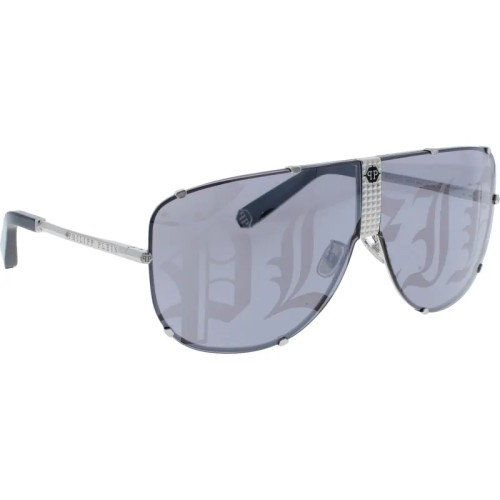 Philipp Plein SPP075 STUD 579L Sonnenbrillen Silber Schild