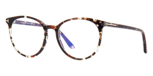 Tom Ford TF5575-B - 055 - 51 - MIT BLAU-VIOLETTEM LICHTFILTER-GLÄSERN Brillenfassungen Havanna Rund