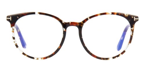 Tom Ford TF5575-B - 055 - 51 - MIT BLAU-VIOLETTEM LICHTFILTER-GLÄSERN Brillenfassungen Havanna Rund