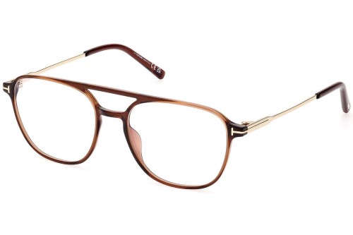 Tom Ford TF5874-B - 048 - 54 - MIT BLAU-VIOLETTEM LICHTFILTER-GLÄSERN Brillenfassungen Havanna Pilot (Aviator)