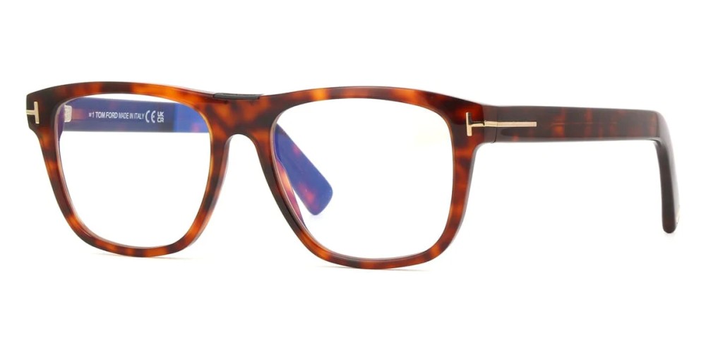 Tom Ford TF5902-B ECO - 054 - 54 - MIT BLAU-VIOLETTEM LICHTFILTER-GLÄSERN Brillenfassungen Havanna Eckig