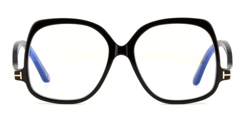 Tom Ford TF5968-B ECO - 001 - 54 - MIT BLAU-VIOLETTEM LICHTFILTER-GLÄSERN Brillenfassungen Schwarz Eckig