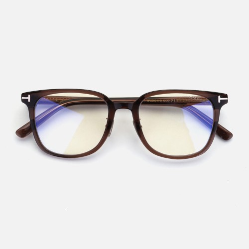 Tom Ford TF5998-K-B ECO - 045 - 51 - MIT BLAU-VIOLETTEM LICHTFILTER-GLÄSERN Brillenfassungen Braun Kissenform (Abgerundet)