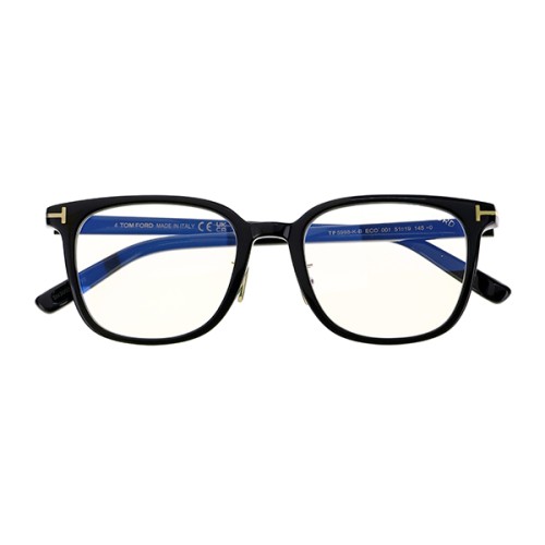 Tom Ford TF5998-K-B ECO - 001 - 51 - MIT BLAU-VIOLETTEM LICHTFILTER-GLÄSERN Brillenfassungen Schwarz Kissenform (Abgerundet)