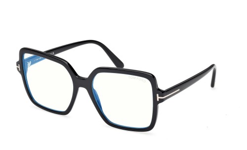 Tom Ford TF6063-B ECO - 001 - 56 - MIT BLAU-VIOLETTEM LICHTFILTER-GLÄSERN Brillenfassungen Schwarz Eckig