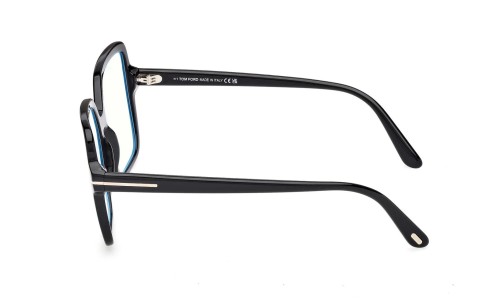 Tom Ford TF6063-B ECO - 001 - 56 - MIT BLAU-VIOLETTEM LICHTFILTER-GLÄSERN Brillenfassungen Schwarz Eckig