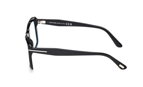 Tom Ford TF6065-B ECO - 001 - 55 - MIT BLAU-VIOLETTEM LICHTFILTER-GLÄSERN Brillenfassungen Schwarz Eckig