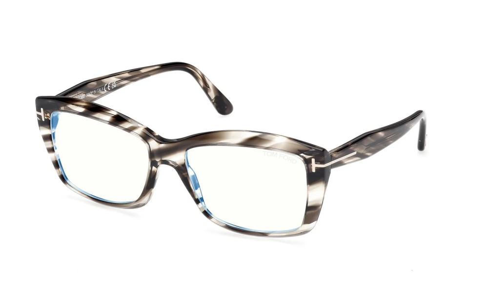 Tom Ford TF6065-B - 056 - 55 - MIT BLAU-VIOLETTEM LICHTFILTER-GLÄSERN Brillenfassungen Havanna Eckig