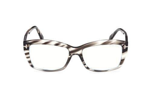 Tom Ford TF6065-B - 056 - 55 - MIT BLAU-VIOLETTEM LICHTFILTER-GLÄSERN Brillenfassungen Havanna Eckig
