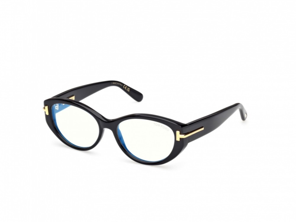Tom Ford TF6031-B ICON COLLECTION - 001 - 53 - MIT BLAU-VIOLETTEM LICHTFILTER-GLÄSERN Brillenfassungen Schwarz Cat Eye
