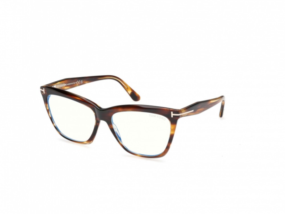 Tom Ford TF6064-B - 055 - 56 - MIT BLAU-VIOLETTEM LICHTFILTER-GLÄSERN Brillenfassungen Havanna Cat Eye