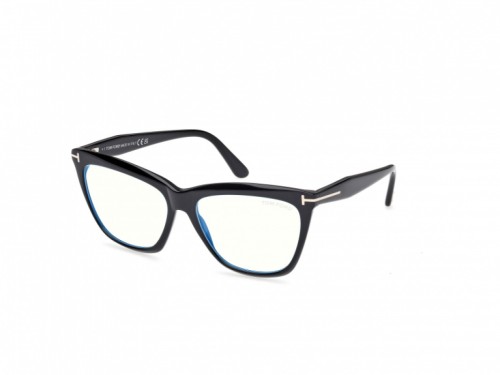 Tom Ford TF6064-B-ECO - 001 - 56 - MIT BLAU-VIOLETTEM LICHTFILTER-GLÄSERN Brillenfassungen Schwarz Cat Eye