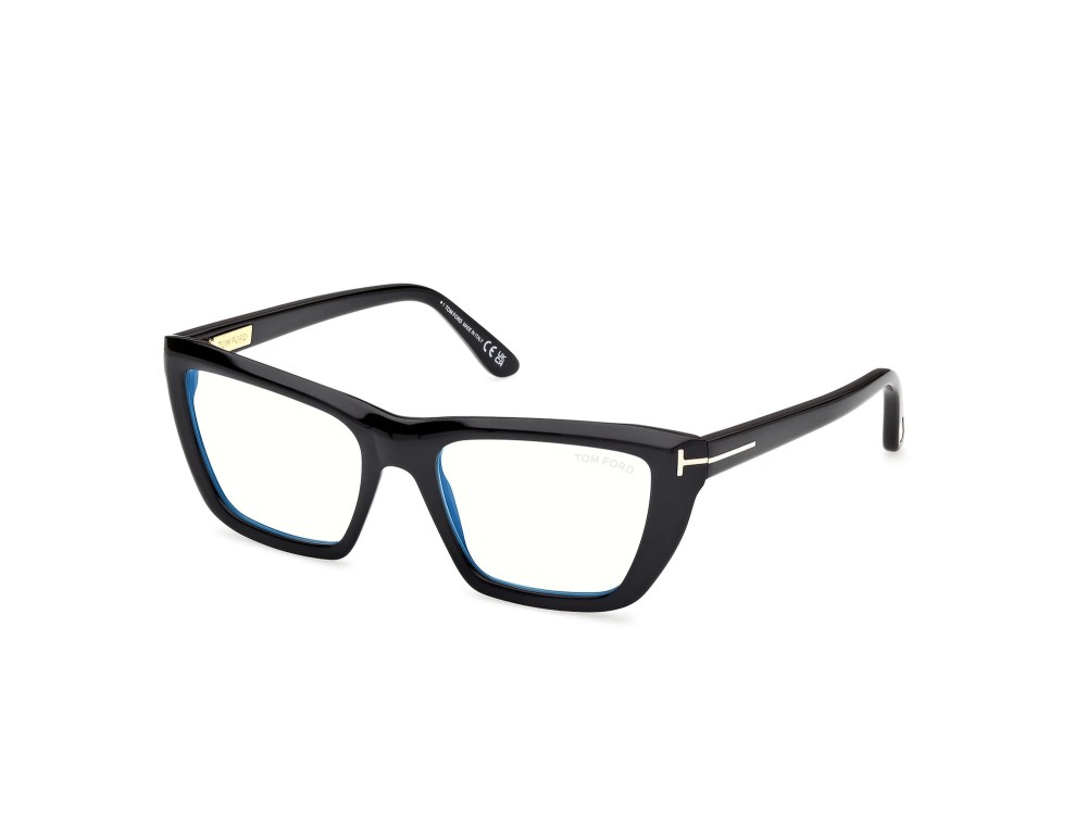 Tom Ford TF6047-B ECO - 001 - 54 - MIT BLAU-VIOLETTEM LICHTFILTER-GLÄSERN Brillenfassungen Schwarz Eckig