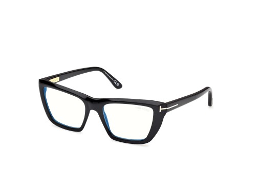 Tom Ford TF6047-B ECO - 001 - 54 - MIT BLAU-VIOLETTEM LICHTFILTER-GLÄSERN Brillenfassungen Schwarz Eckig