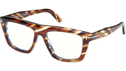 Tom Ford TF6059-B - 055 - 54 - MIT BLAU-VIOLETTEM LICHTFILTER-GLÄSERN Brillenfassungen Havanna Eckig