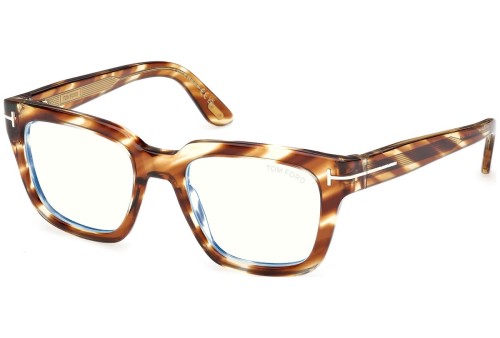 Tom Ford TF6027-B ICON COLLECTION - 055 - 52 - MIT BLAU-VIOLETTEM LICHTFILTER-GLÄSERN Brillenfassungen Havanna Eckig