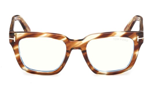 Tom Ford TF6027-B ICON COLLECTION - 055 - 52 - MIT BLAU-VIOLETTEM LICHTFILTER-GLÄSERN Brillenfassungen Havanna Eckig